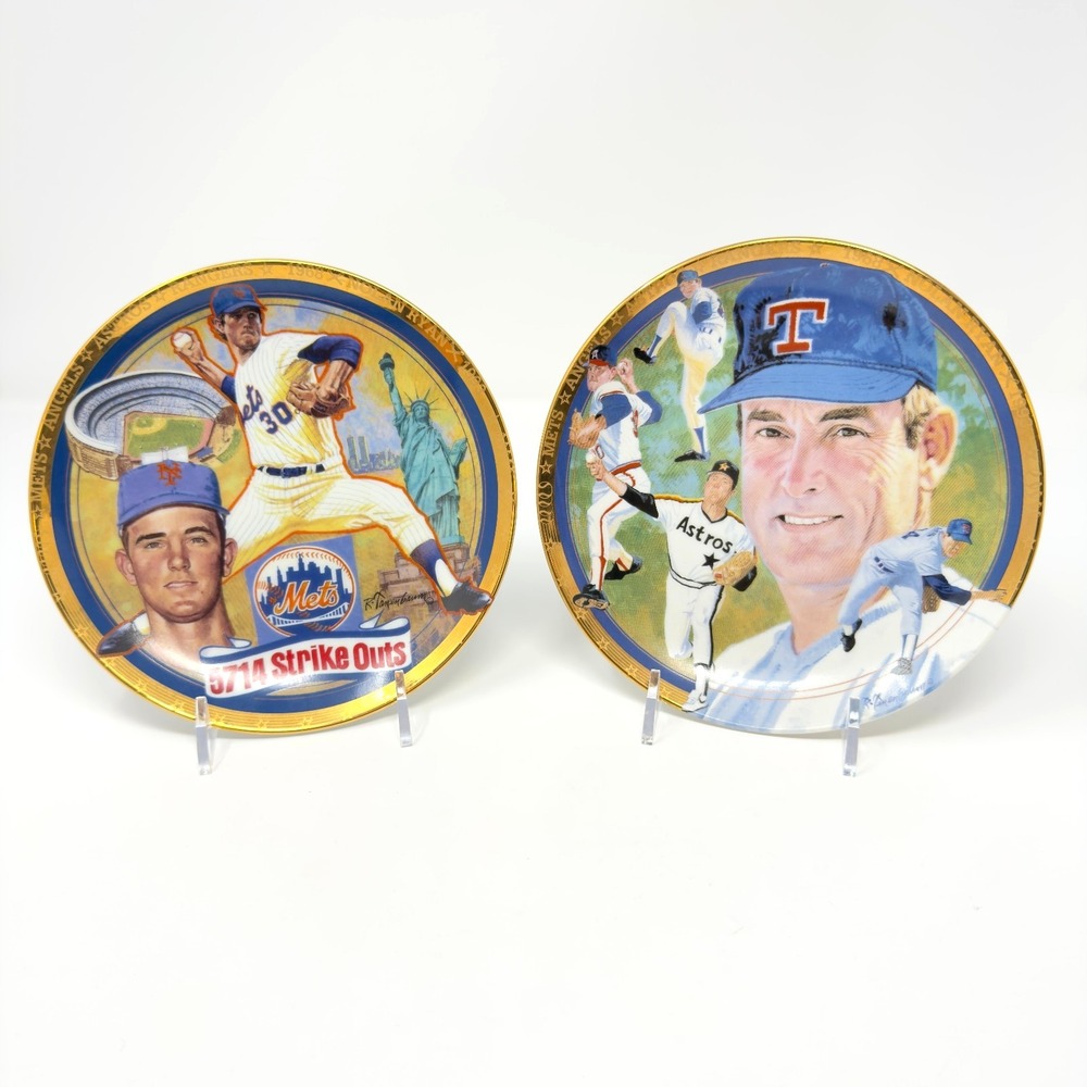 Hamilton Collection Nolan Ryan Collector Plates Lot MLB Legend Strikeout 6.5 in